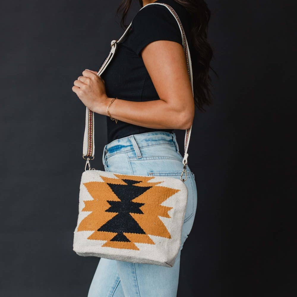 Cream, Camel & Black Aztec Crossbody