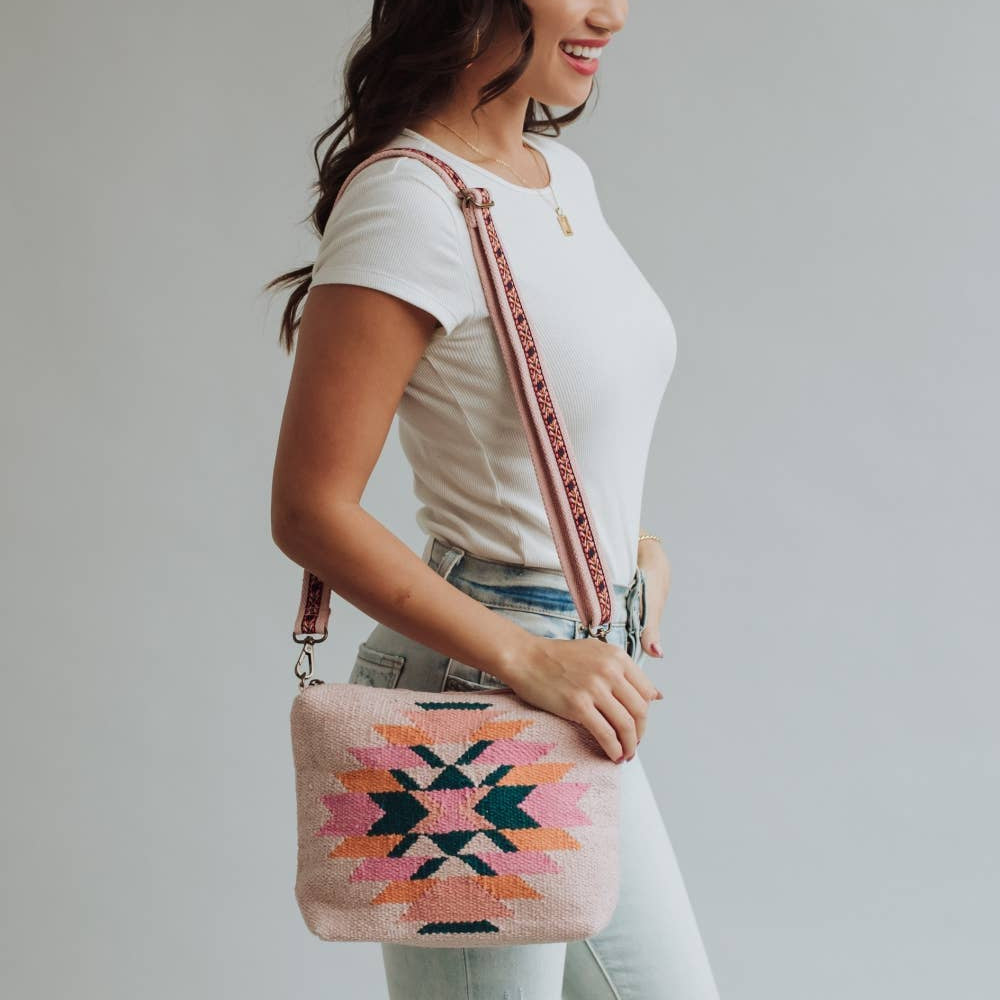 Pink, Teal & Orange Aztec Crossbody
