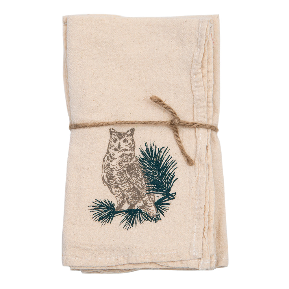 Horned Owl Cloth Napkins - set of 4