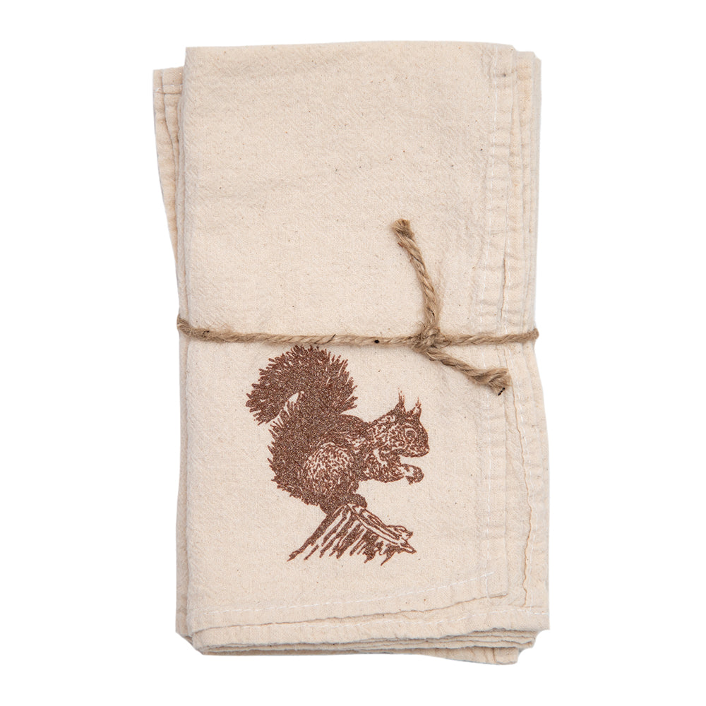 Red Squirrel Cloth Napkins - set of 4