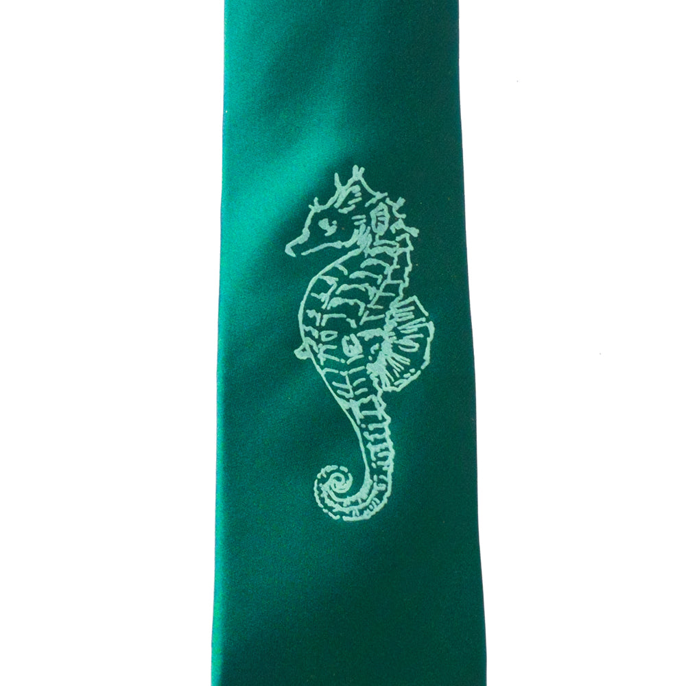 Seahorse Skinny Tie - Jade