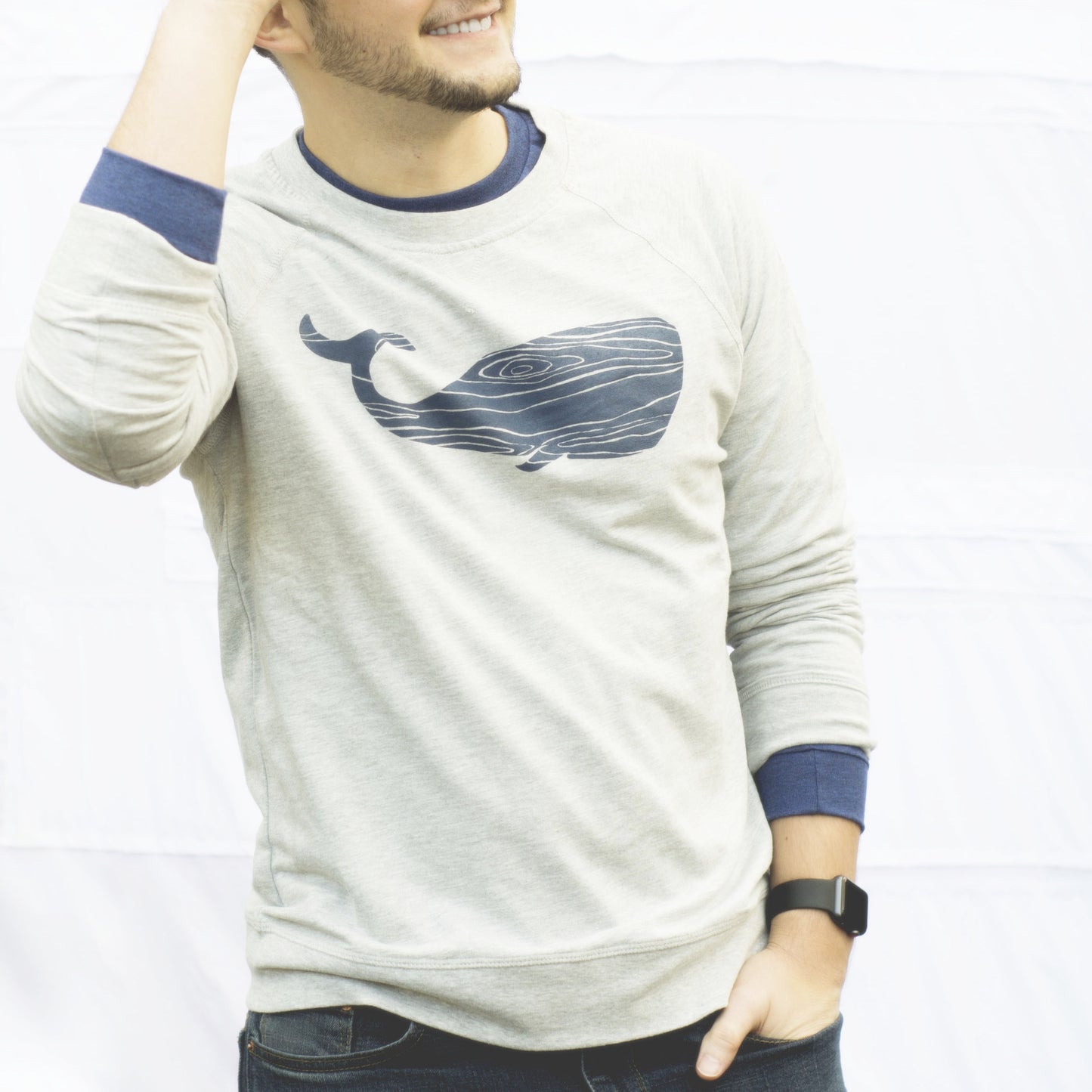 Woodgrain Whale Unisex French Terry Pullover