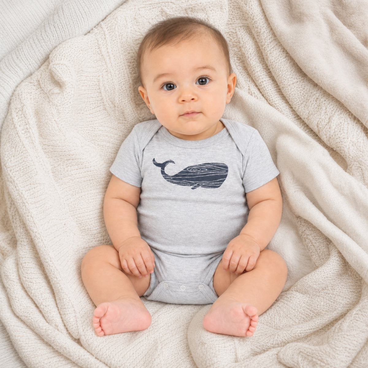 Woodgrain Whale Onesie
