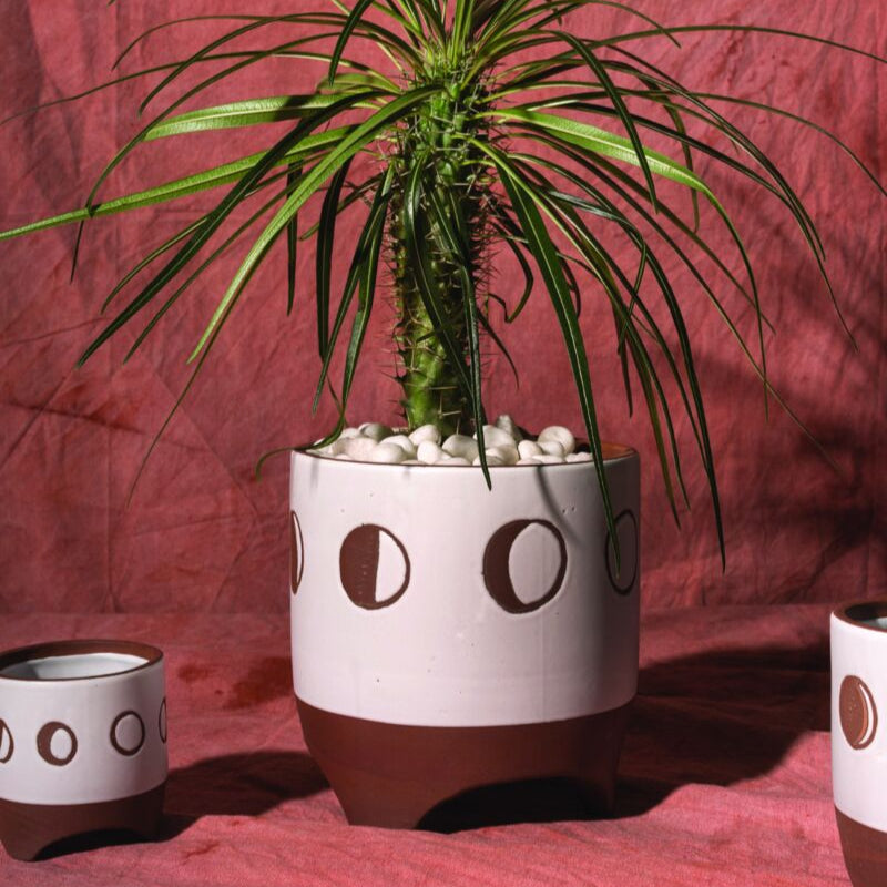 Moon Phases Solar Footed Pots