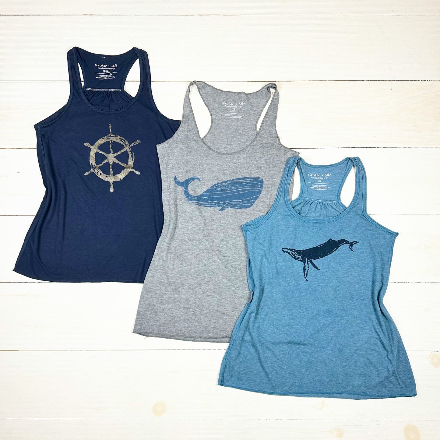 Woodgrain Whale Ladies Racerback Tank