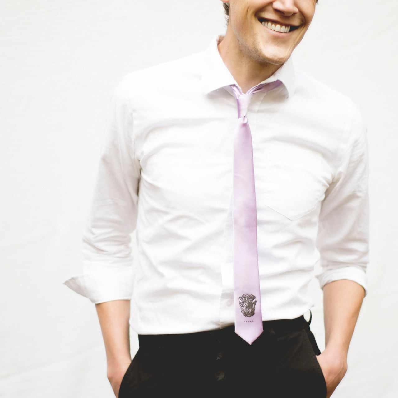 Bison 'Champ' Skinny Tie - Lavender