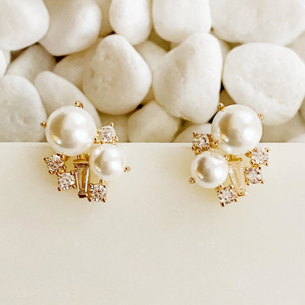 Pearl & Gem Cluster Earrings