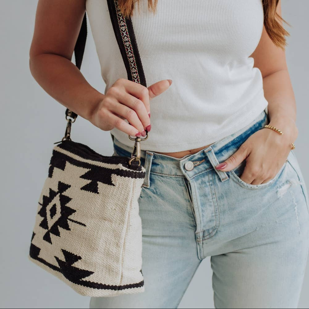 Cream & Black Aztec Crossbody