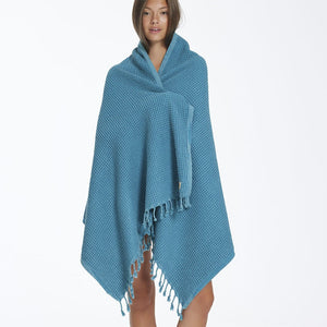 Waffle Beach Towel in Petrol Blue