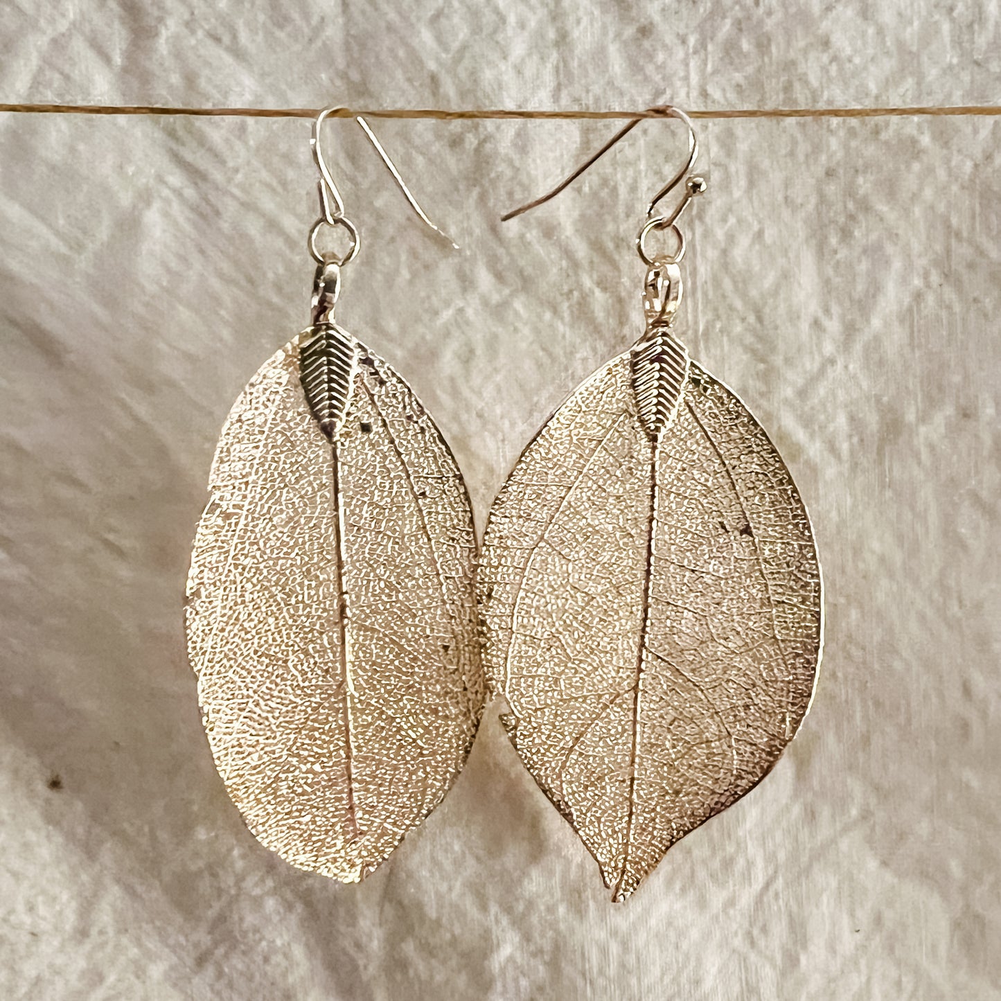 Gold Natural Leaf Earring