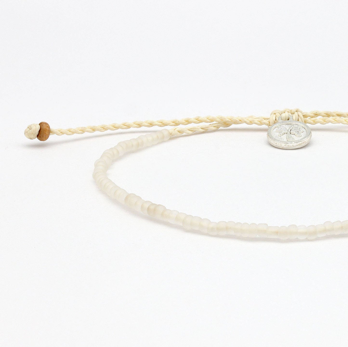 Ka'anapali Frosted Glass Beaded Anklet in White