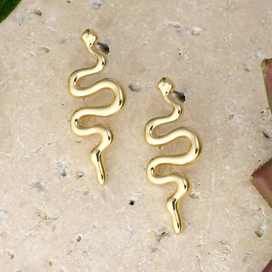 Gold Snake Post Earrings