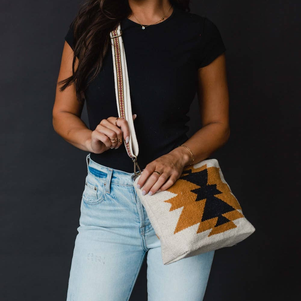 Cream, Camel & Black Aztec Crossbody