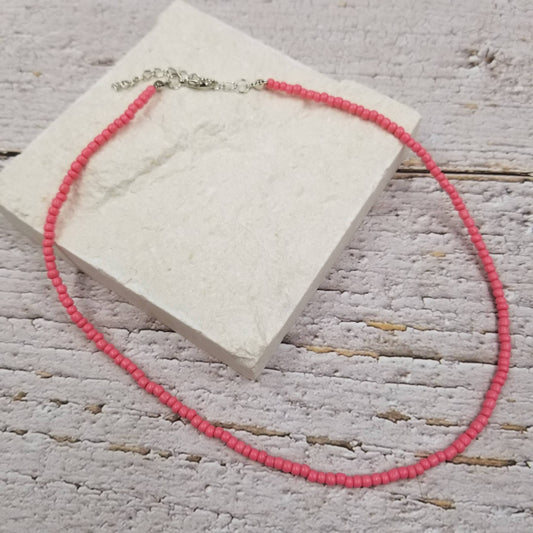 Coral Seed Bead Necklace