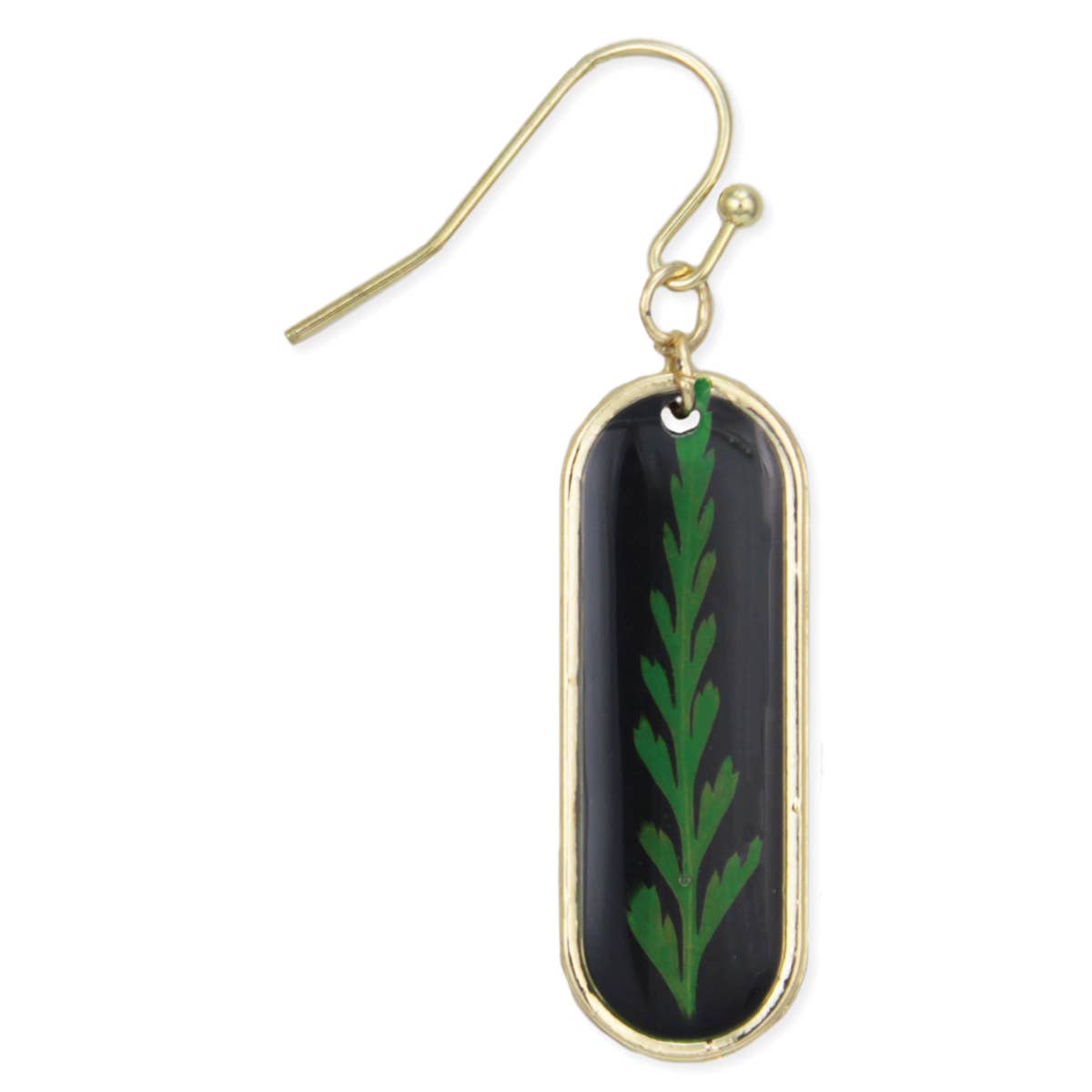 Dried Fern Dark Pendant Earrings