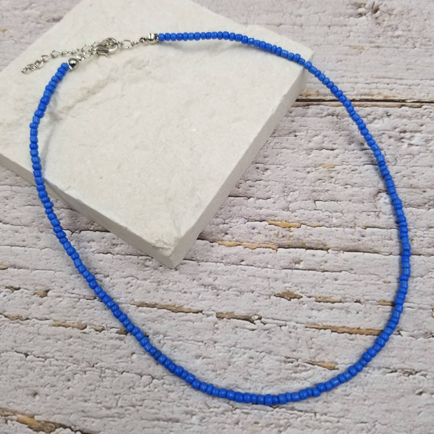 Sea Blue Seed Bead Necklace