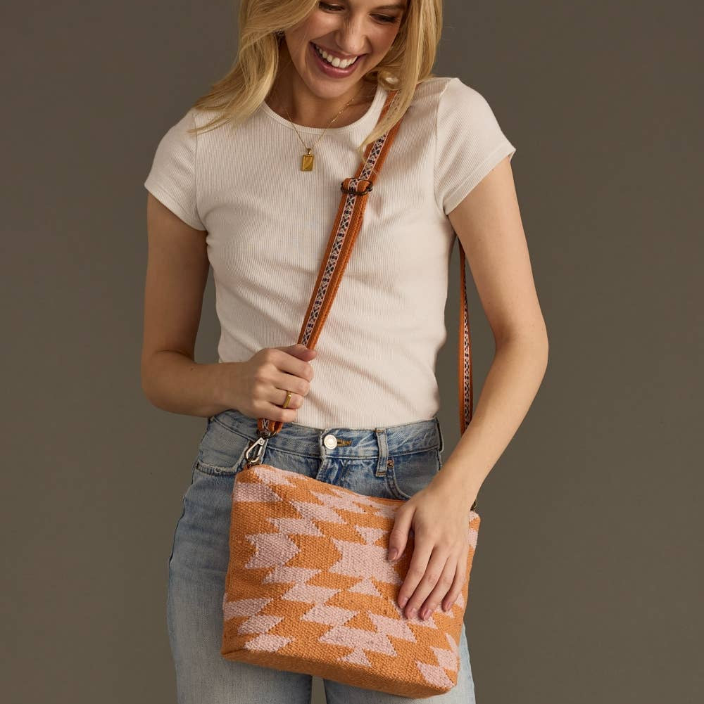 Orange & Light Pink Aztec Crossbody