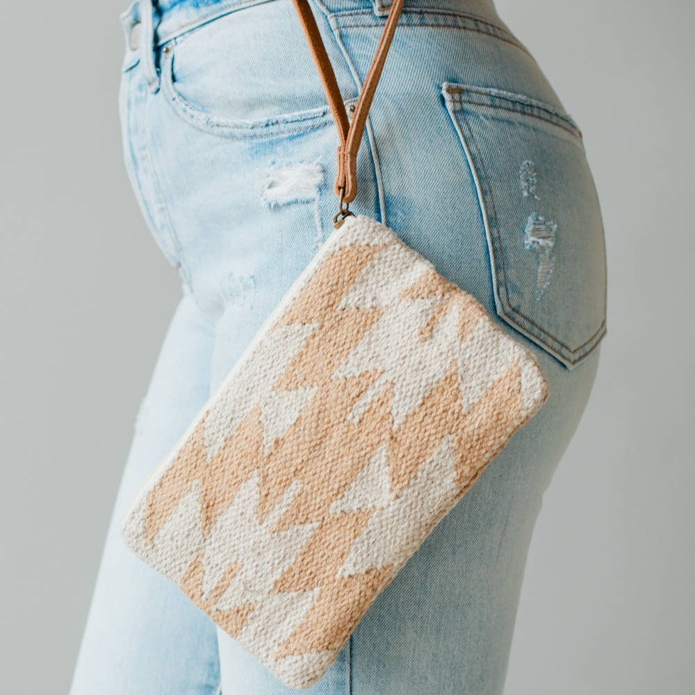 Tan & Cream Aztec Wristlet