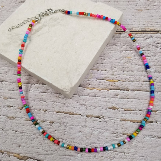 Rainbow Seed Bead Necklace