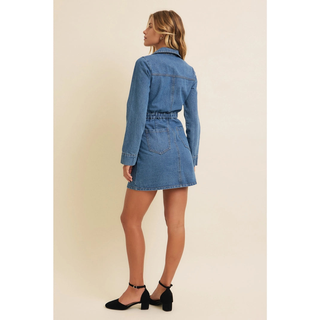 Button Down Denim Mini Dress