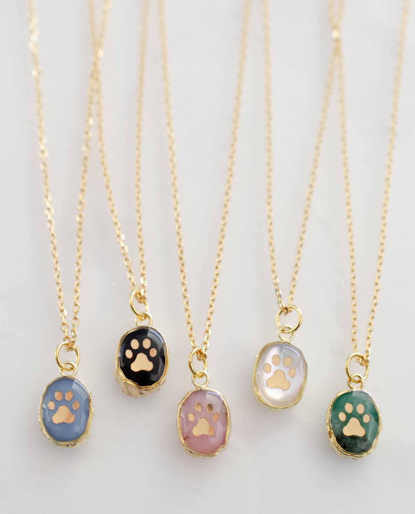 Paw Print Gemstone Necklace