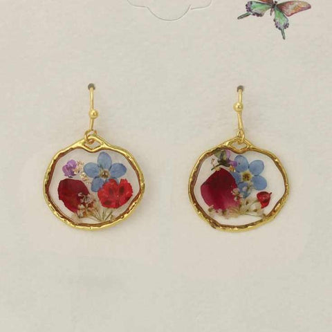 Round Dried Flower Earrings