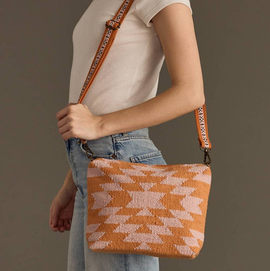 Orange & Light Pink Aztec Crossbody