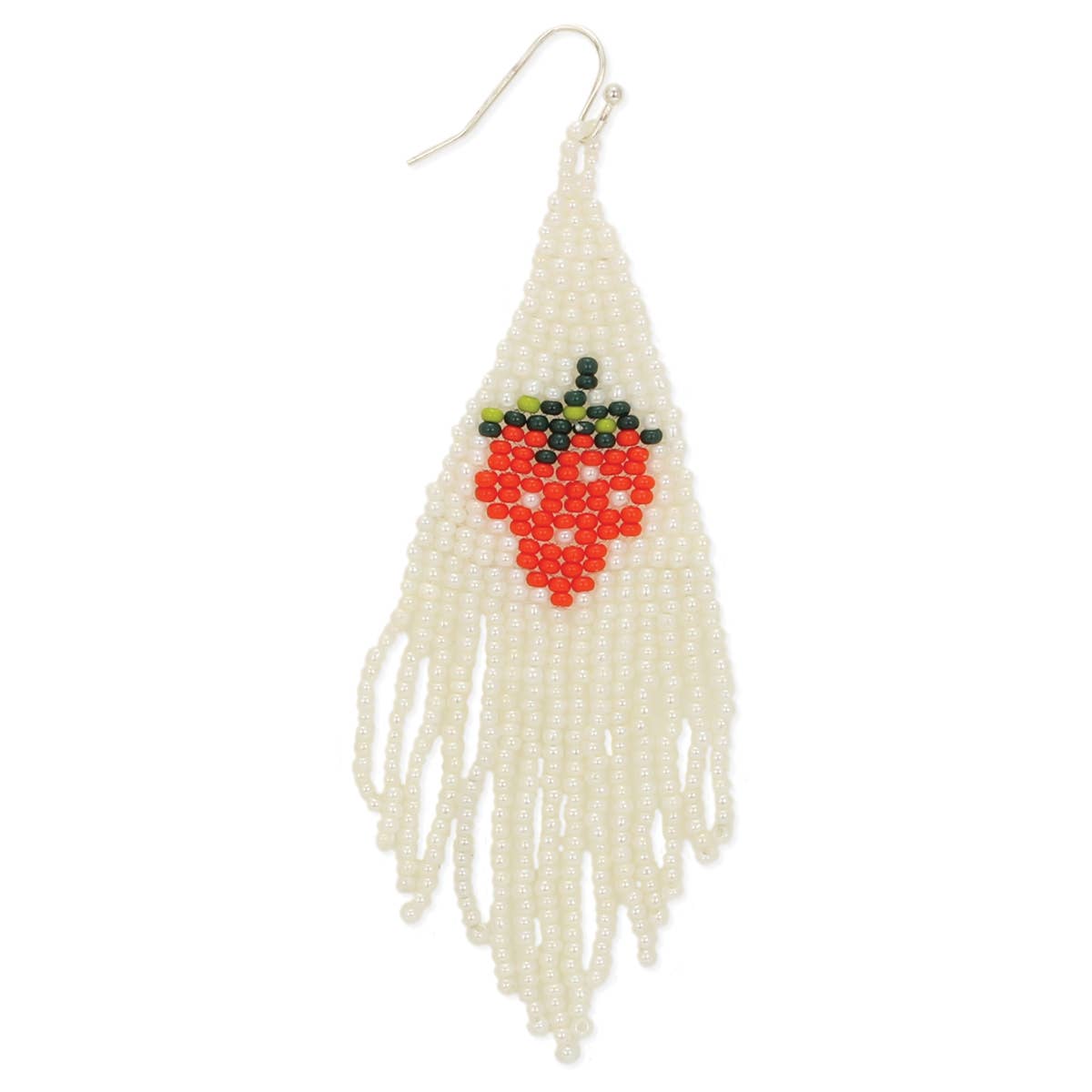 Strawberry Beaded Fringe Earrings