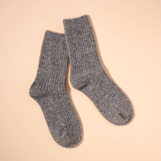 Cozy Ribbed Calf Socks in Grey