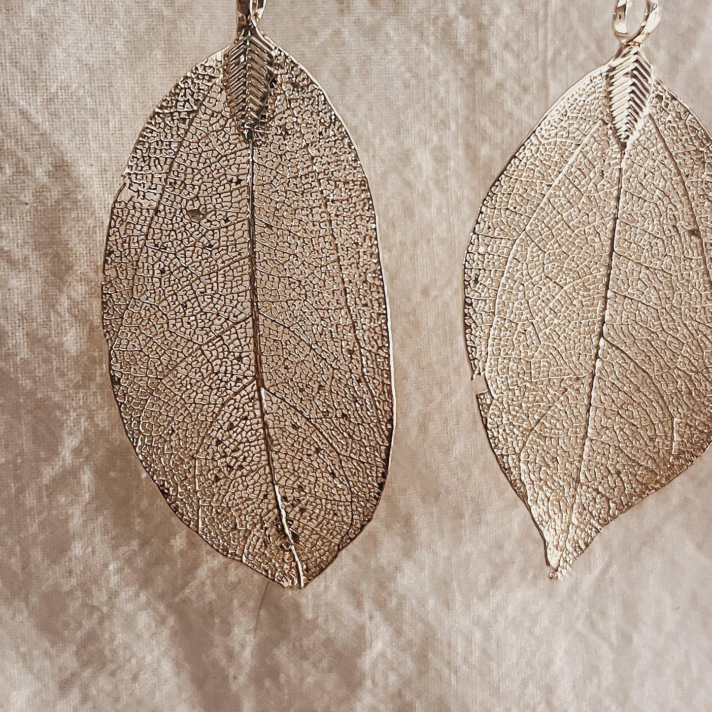 Gold Natural Leaf Earring