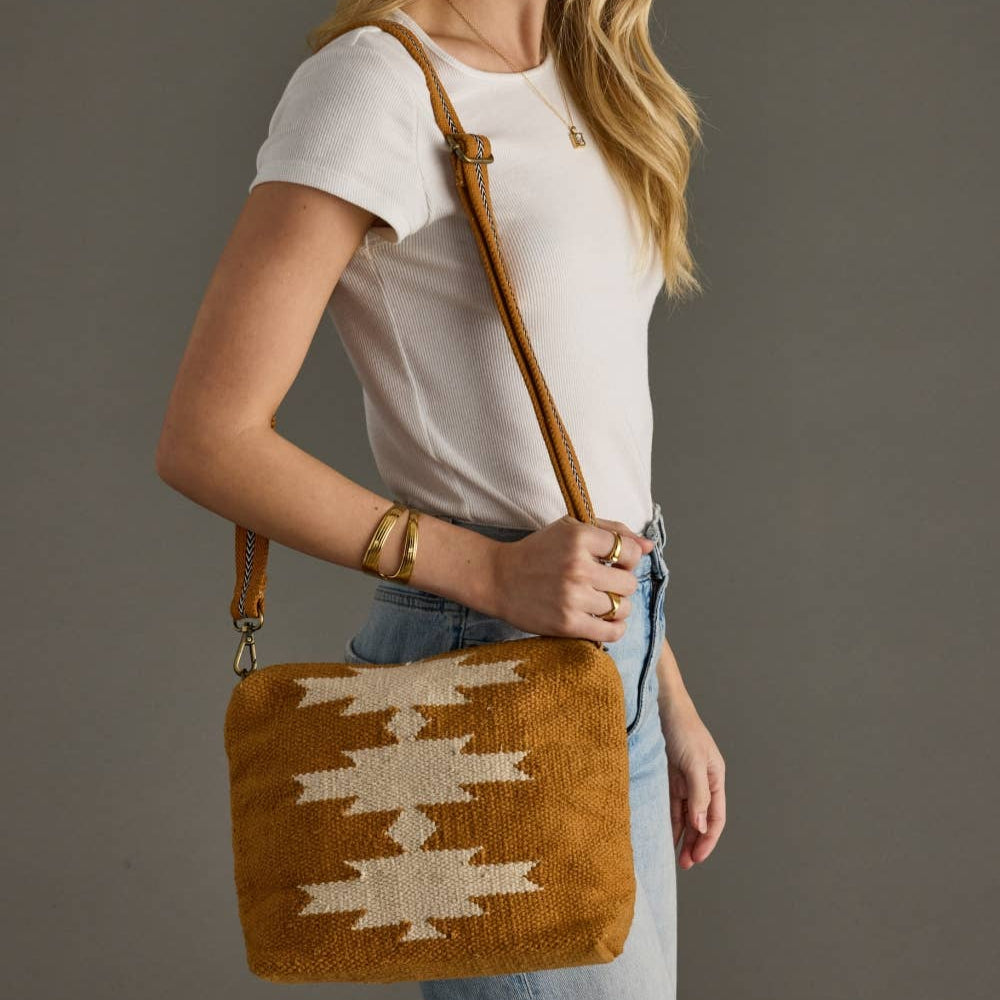 Camel & Cream Aztec Crossbody