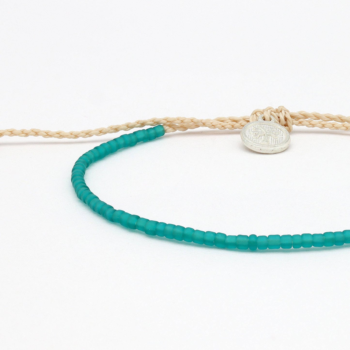 Ka'anapali Frosted Glass Beaded Anklet in Turquoise