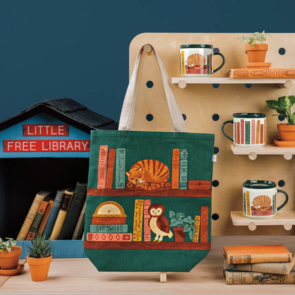 Cat Book Club Mug with Lid