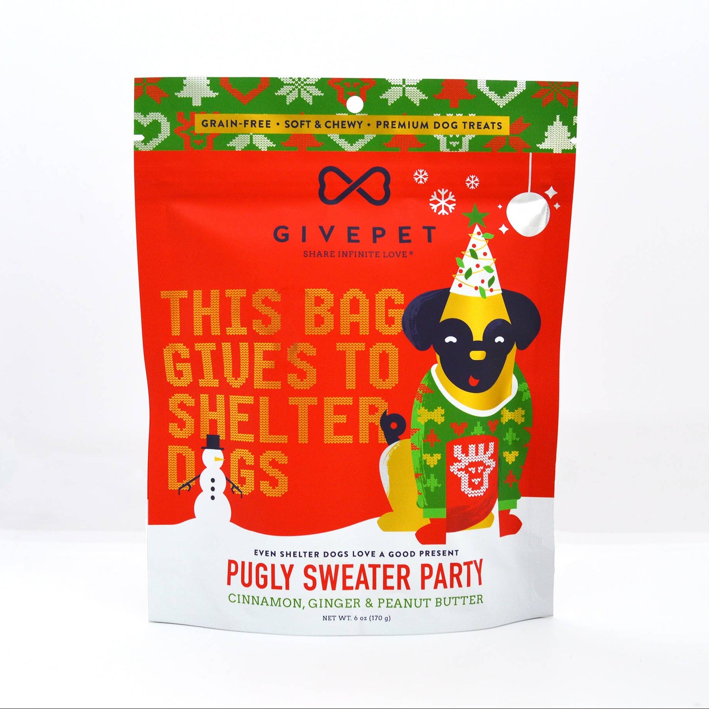 GivePet Pugly Sweater Party Holiday Dog Treat