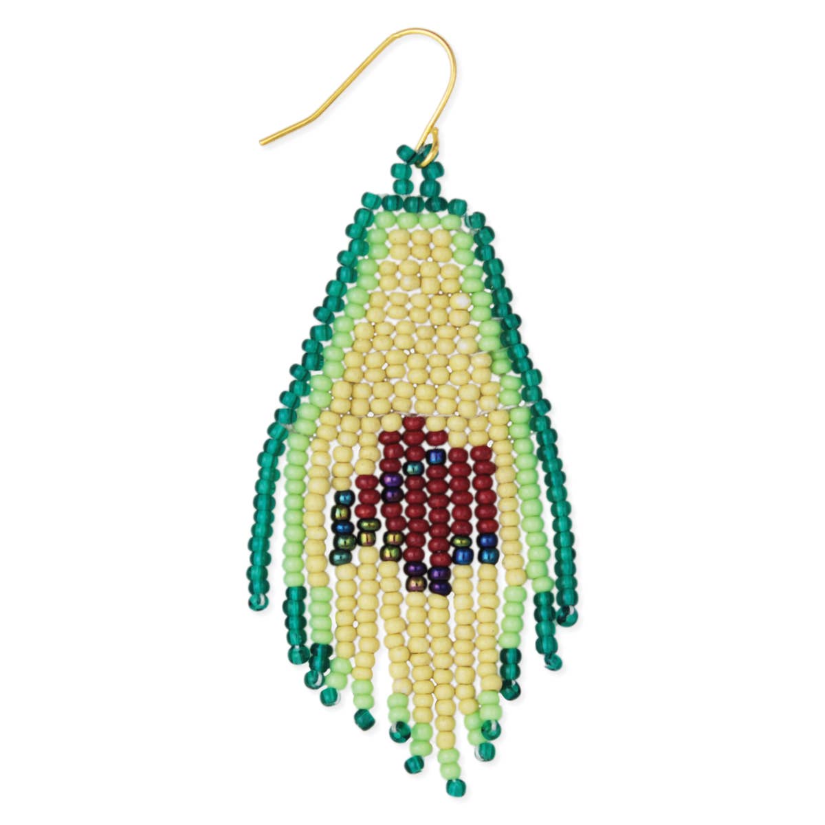 Avocado Beaded Fringe Earrings