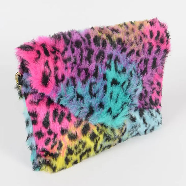 Rainbow Leopard Clutch