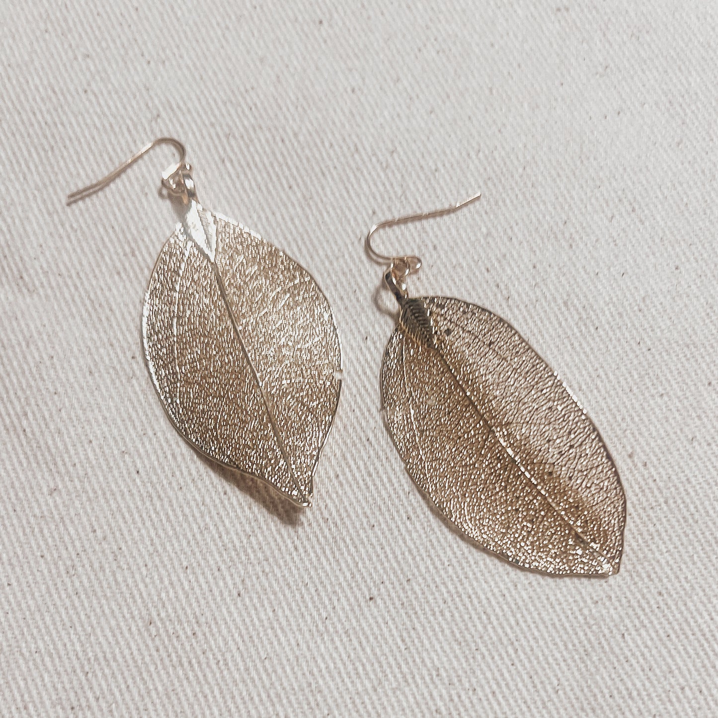 Gold Natural Leaf Earring