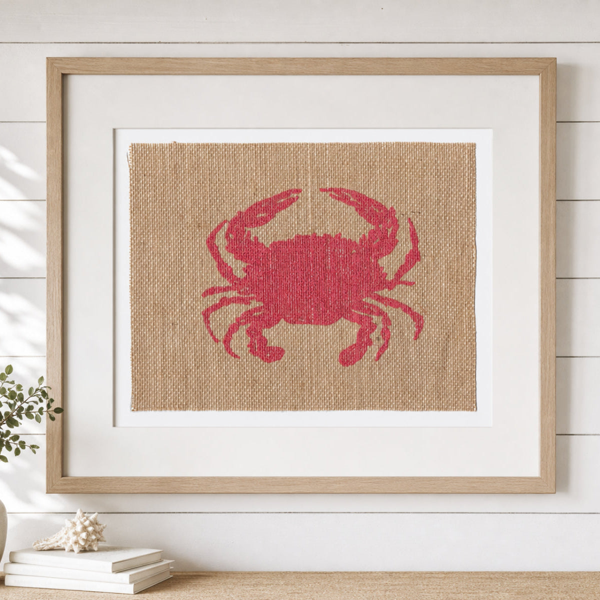 Crab 8x10 Burlap Art Print