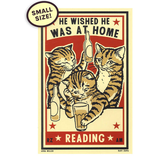 Drunken Cat Small Print - Reading