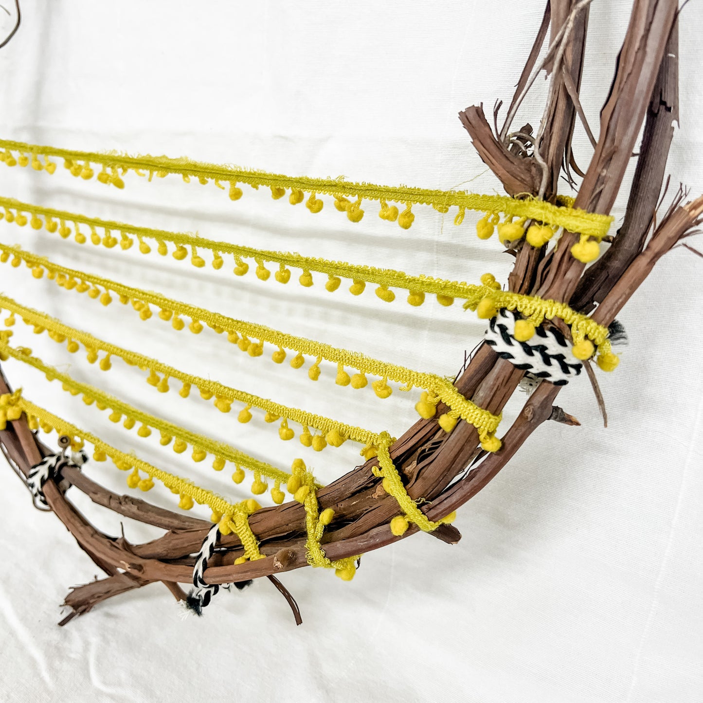 Grapevine & Pompom Wall Hanging