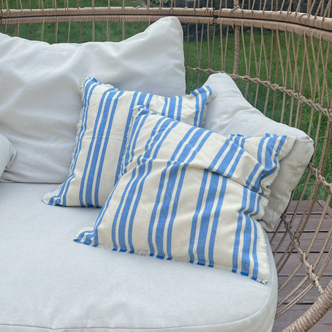 Blue & Cream Upcycled Pillows