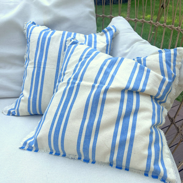 Blue & Cream Upcycled Pillows