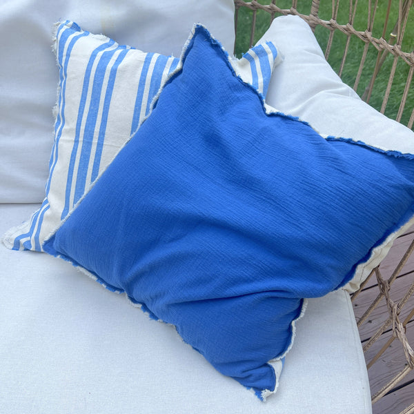 Blue & Cream Upcycled Pillows