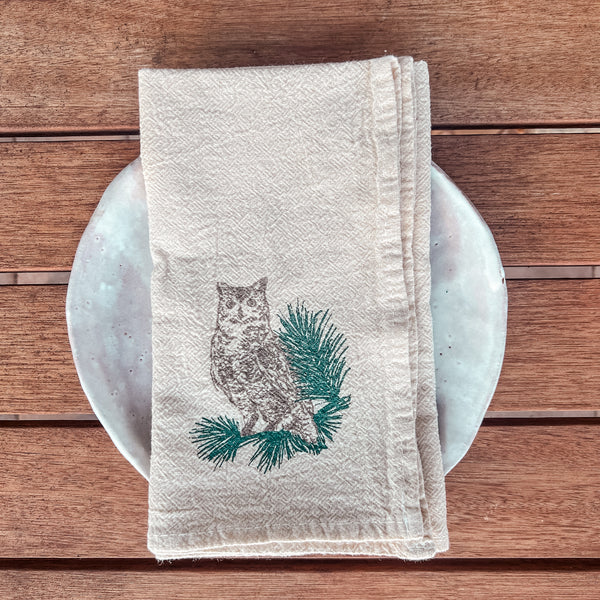 Horned Owl Cloth Napkins - set of 4