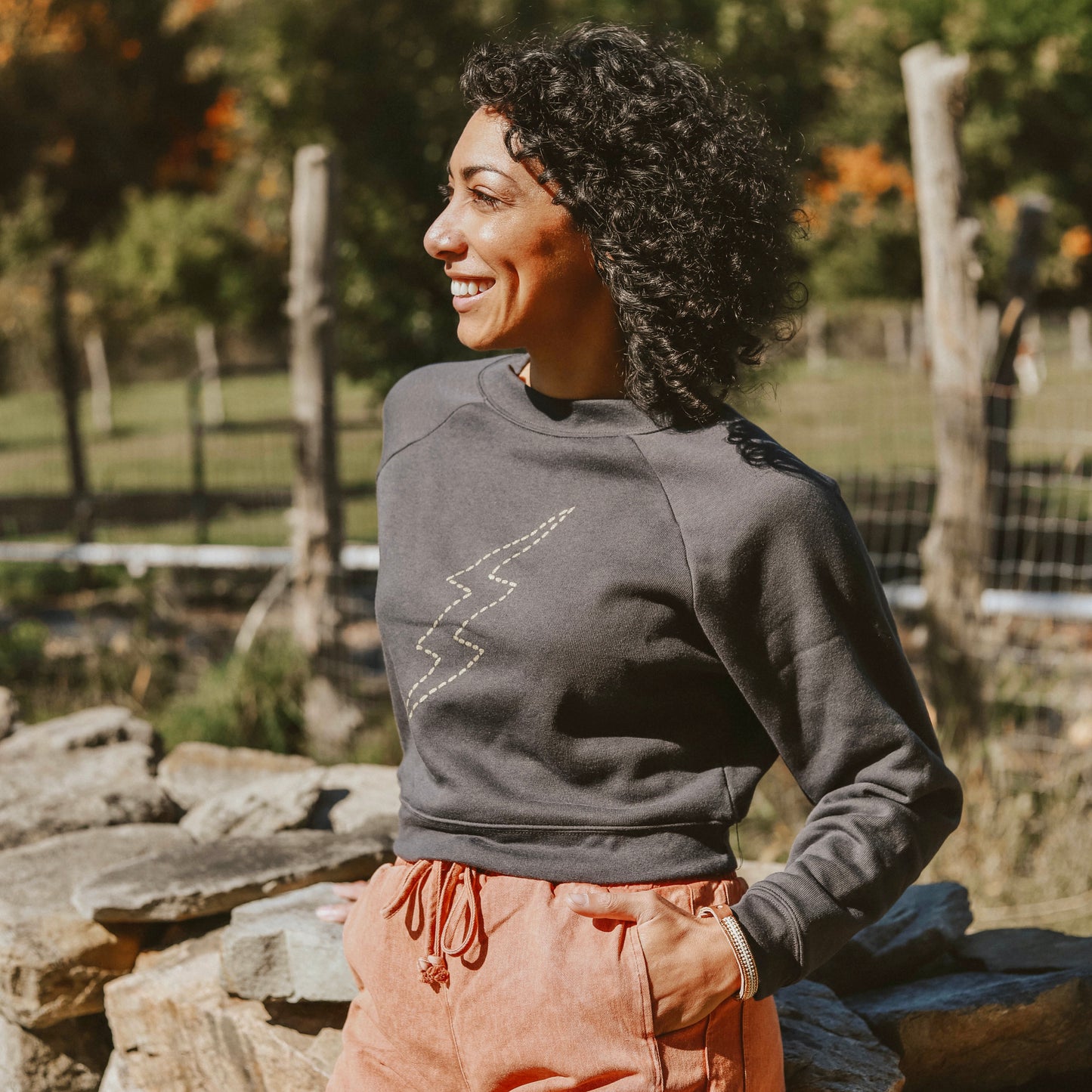 Lightning Bolt Crop Sweatshirt