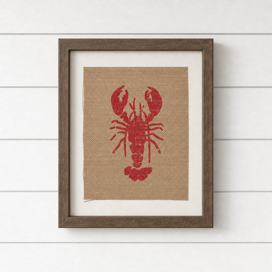 Lobster 8x10 Burlap Art Print