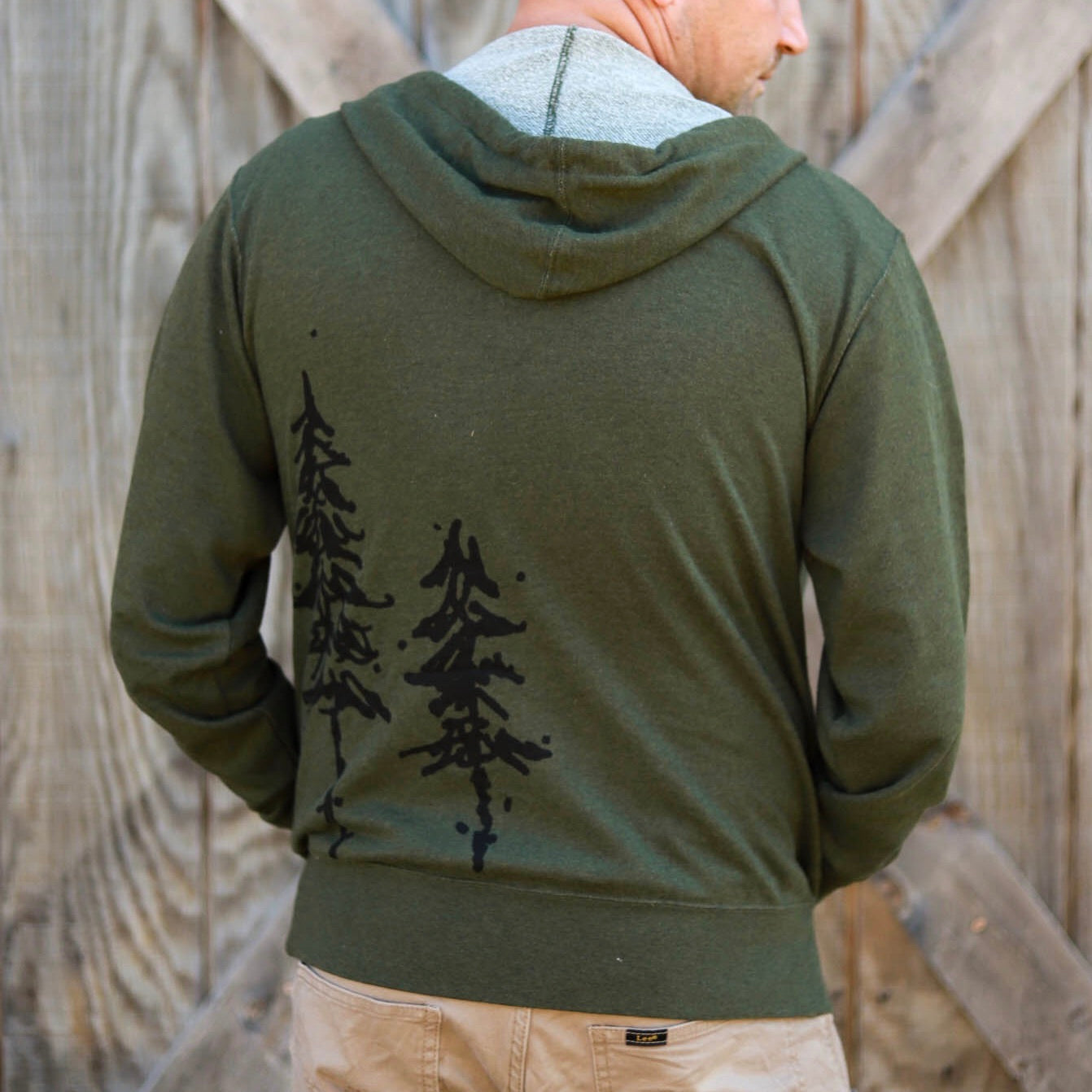 Pine Trees French Terry Zip Hood