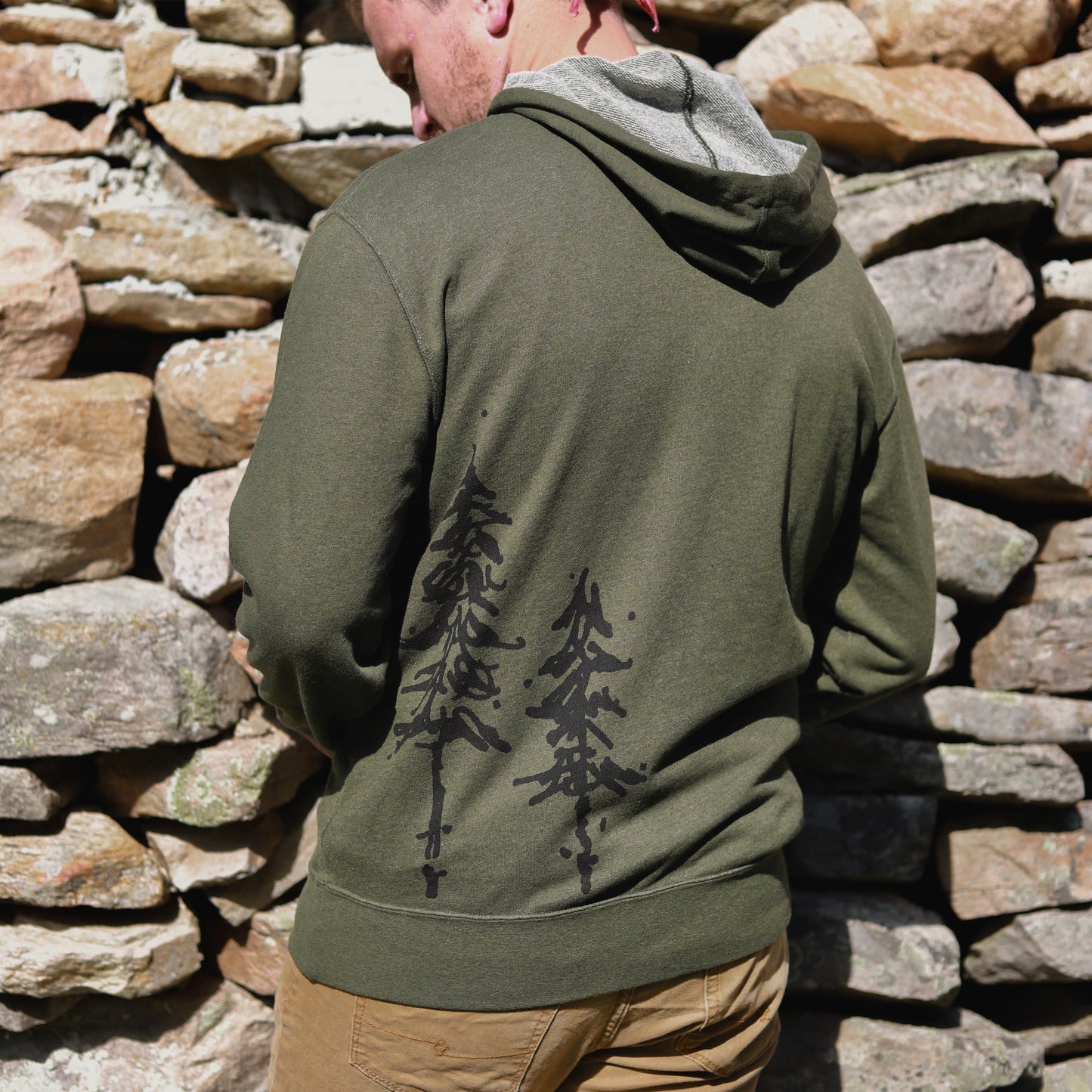 Pine Trees French Terry Zip Hood