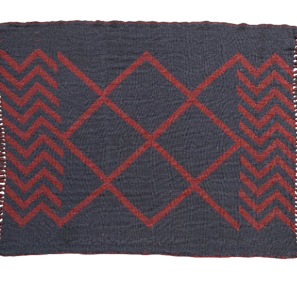 Recycled Cotton Throw - Red & Navy