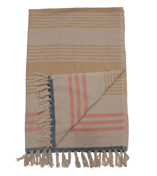 Stripes and Fringe Throw Blanket
